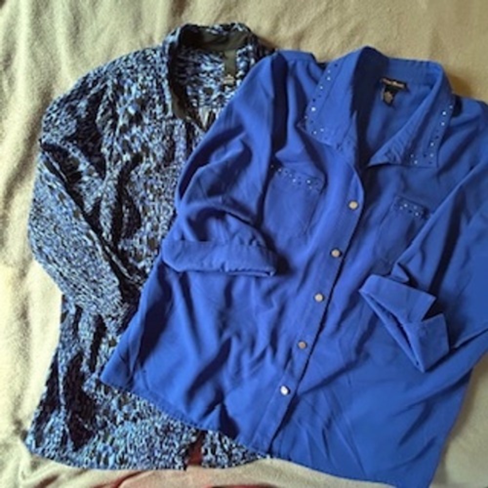 Maggie Barnes Shirts‎ Blouses Tops Blue  Button Up Womens 24W 2X Plus Lot 2